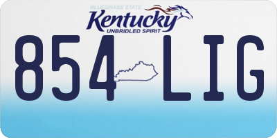KY license plate 854LIG