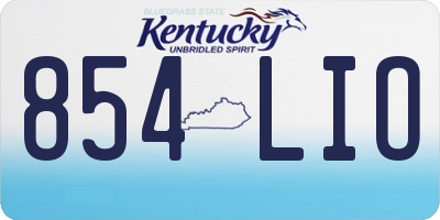 KY license plate 854LIO