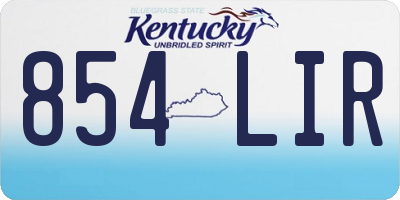 KY license plate 854LIR