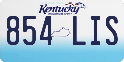 KY license plate 854LIS