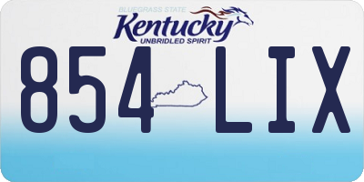 KY license plate 854LIX