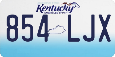 KY license plate 854LJX