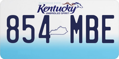 KY license plate 854MBE