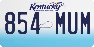 KY license plate 854MUM
