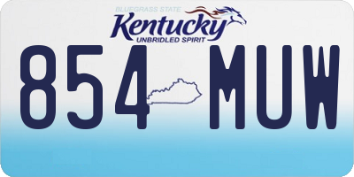 KY license plate 854MUW