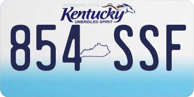 KY license plate 854SSF