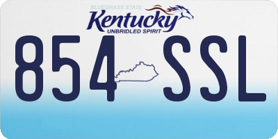 KY license plate 854SSL