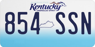 KY license plate 854SSN
