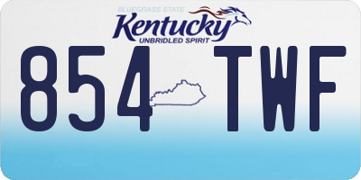 KY license plate 854TWF