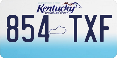 KY license plate 854TXF