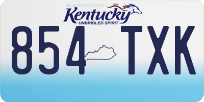 KY license plate 854TXK