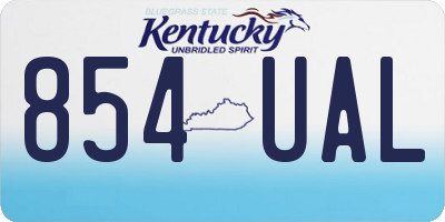 KY license plate 854UAL
