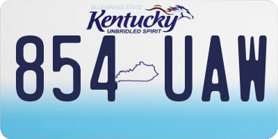 KY license plate 854UAW