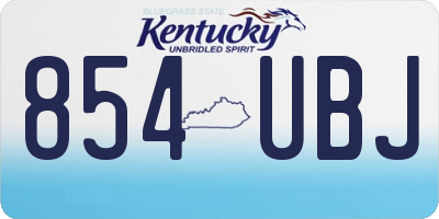KY license plate 854UBJ