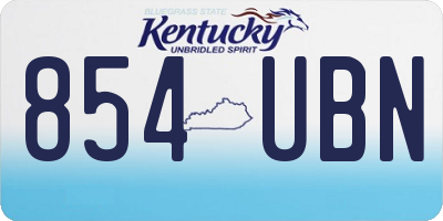 KY license plate 854UBN