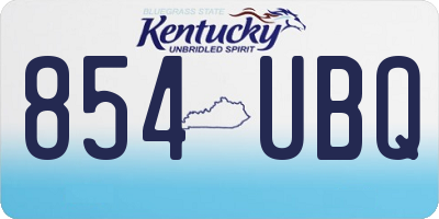 KY license plate 854UBQ
