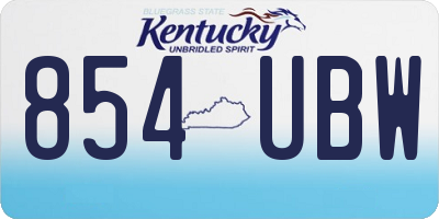 KY license plate 854UBW