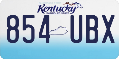 KY license plate 854UBX