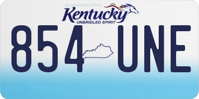 KY license plate 854UNE