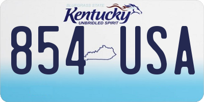 KY license plate 854USA