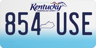 KY license plate 854USE