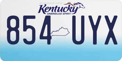 KY license plate 854UYX