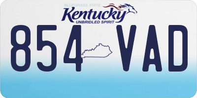 KY license plate 854VAD