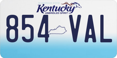 KY license plate 854VAL
