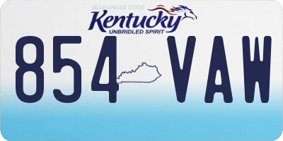 KY license plate 854VAW
