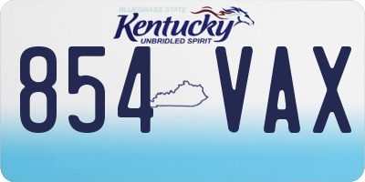 KY license plate 854VAX