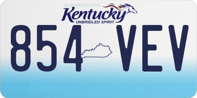 KY license plate 854VEV