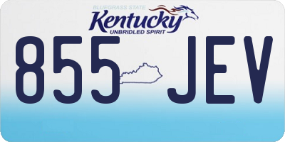 KY license plate 855JEV