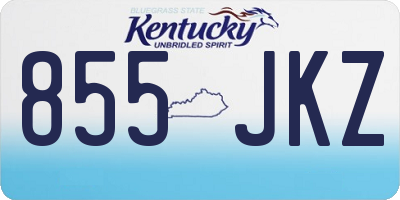 KY license plate 855JKZ
