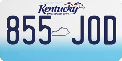 KY license plate 855JOD