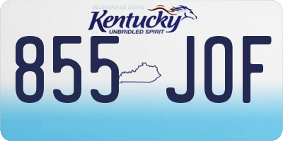KY license plate 855JOF