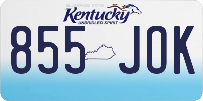 KY license plate 855JOK