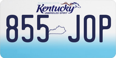 KY license plate 855JOP