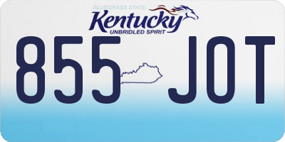 KY license plate 855JOT