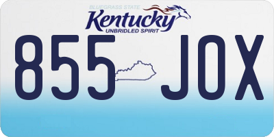 KY license plate 855JOX