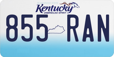KY license plate 855RAN