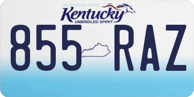 KY license plate 855RAZ