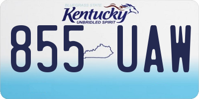KY license plate 855UAW