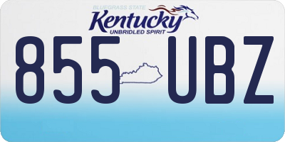 KY license plate 855UBZ