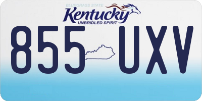 KY license plate 855UXV