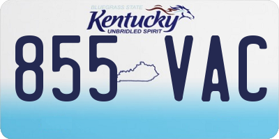 KY license plate 855VAC