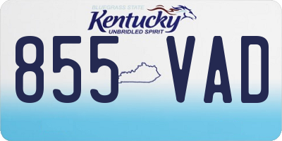 KY license plate 855VAD