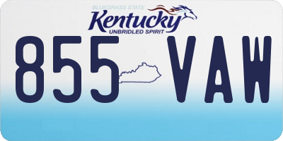 KY license plate 855VAW