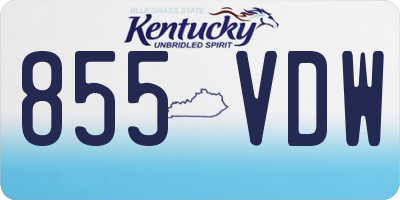 KY license plate 855VDW