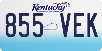 KY license plate 855VEK