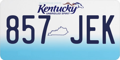 KY license plate 857JEK